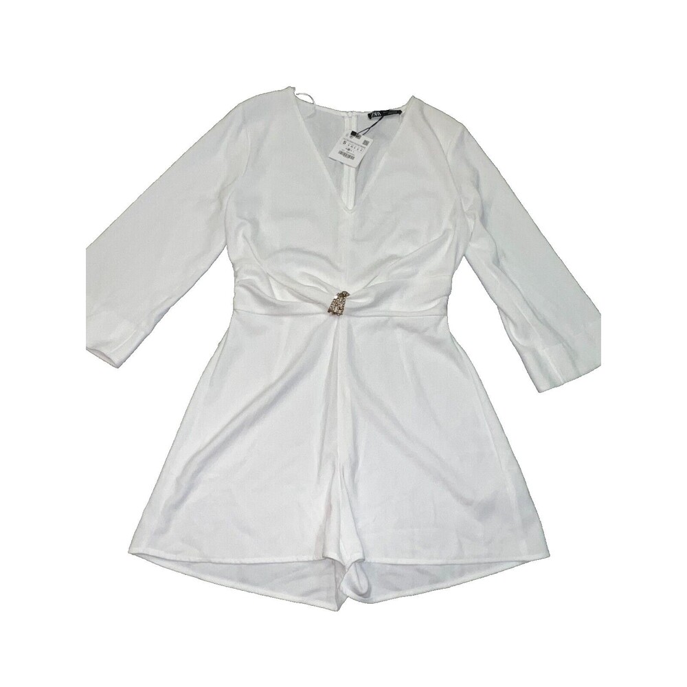 Zara Knotted Front Romper Womens Color Oyster Size S